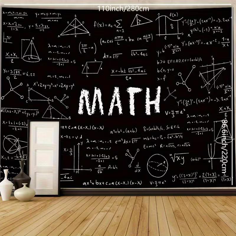 Colgante de Pared Educativo de Matemáticas con Ecuaciones, Gráficas y Geometría en Pizarra