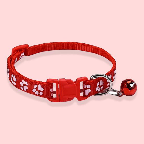 2Pcs Dog Collar Adjustable Buckle Design Exquisite with Bell Paw Pattern Pet Cat Dog Neck Circle Pet Supplies