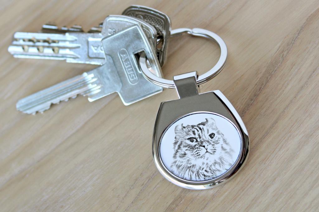 American Curl Cat - Keychain with a Cat, Keychain with a Print, Personalized Pendant from the Art-Dog Brand