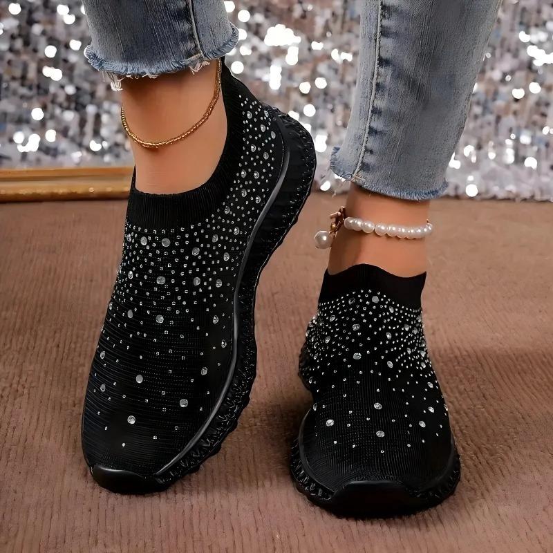 Women's Shoes Luxury Crystal Casual Shoes Outdoor Light Walking Flats Comfortable Soft Bottom Loafers Breathable Women Sneakers