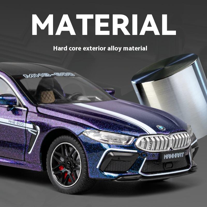 Similation 1/24 Scale BMW M8 Supercar Alloy Car Model , Sound and Light Pull Back Die Cast Children's Toy Collectibles Birthday Gift
