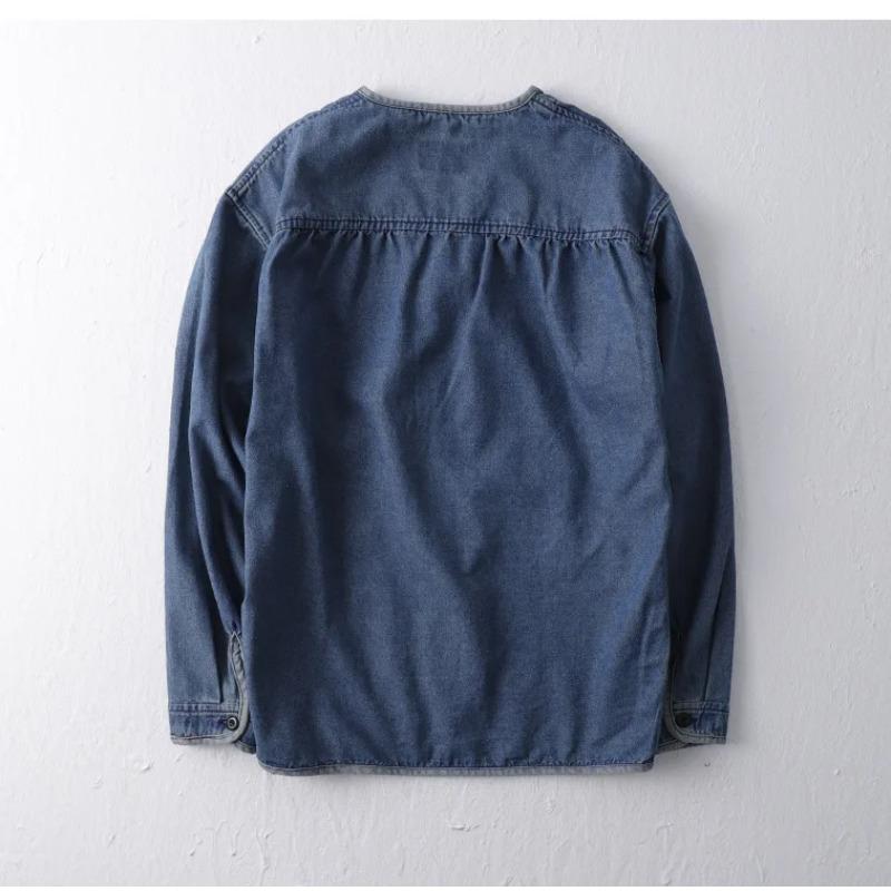 Japan Retro Heavy Washing Workwear Clothes Cotton Denim Jacket Men's Trendy Cardigan Top Taoist Robe Men's Jacket