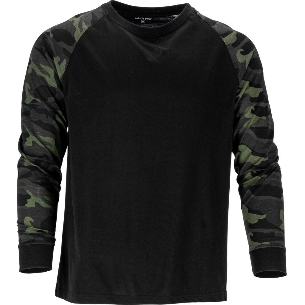 Long Sleeve T-Shirt, 190G/M2, Camo-Black, "3Xl", Ce,Lahti