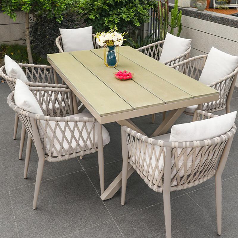 Outdoor Rattan Dining Set with Extendable Table and 8 Chairs