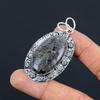 Sterlingsilber Oval Schwarzer Fossiler Korallen Edelstein Ethnisch Jubiläum Boho Anhänger