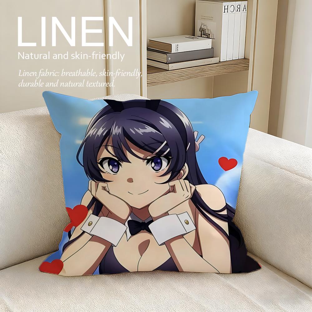 

Rascal Does Not Dream of Bunny Girl Senpai Cushion Cover Pillowcase Set Pcs x x Breathable Washable Sofa Cushion Cover 30X30cm