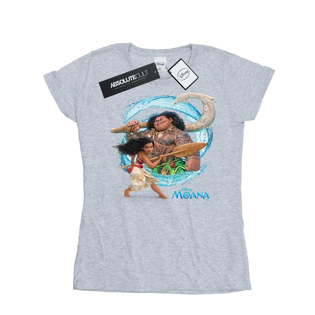 Disney Womens/Ladies Moana And Maui Wave Cotton T-Shirt