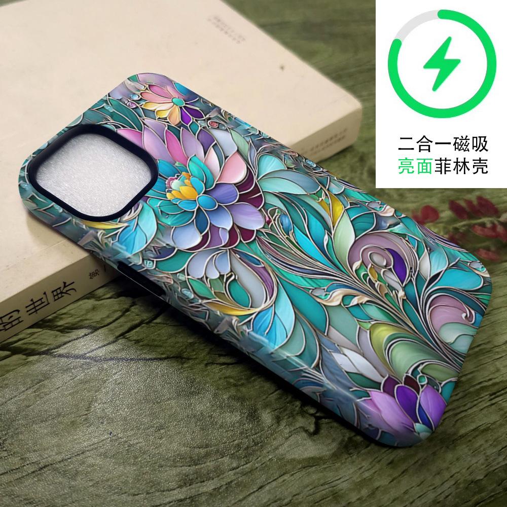 New artistic glazed pattern mobile phone case Apple 17promax two-in-one film case iPhone12