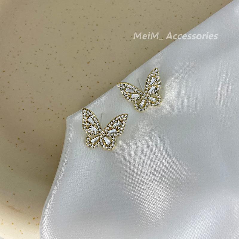 Blingbling super flash volle Diamanten dreidimensionales Schmetterlingsmuster Ohrstecker Trend-Ohrringe