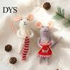 Soft Wool Felt Animal Figurines Christmas Mouse Ornament, Handmade Felted Hanging Decoration, Charming Window Displays Cute Knitting Doll for