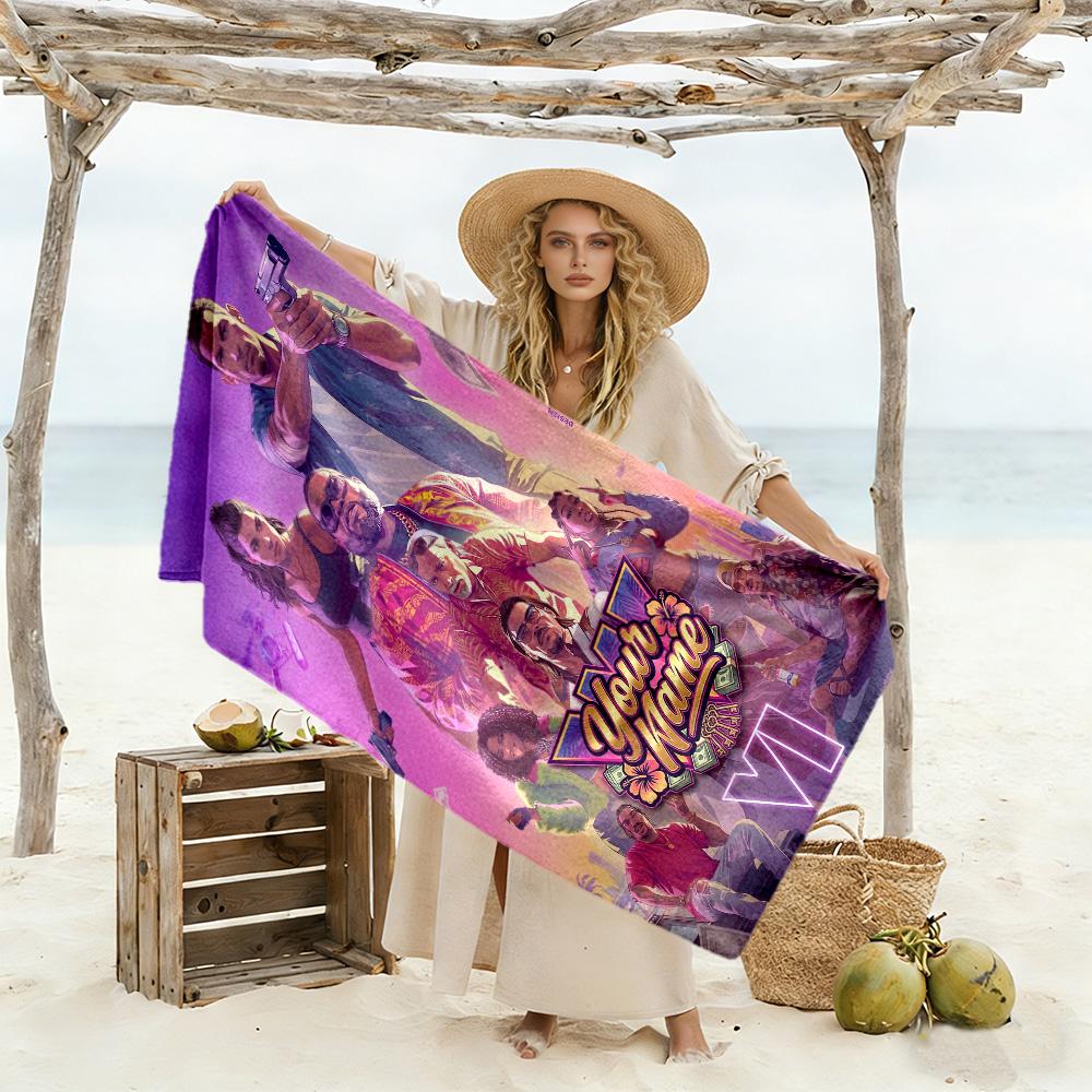 Grand Theft Auto Customizable Name Beach Towel Super Soft & Absorbent Suitable for Swimming Gym Camping Yoga Vacation
