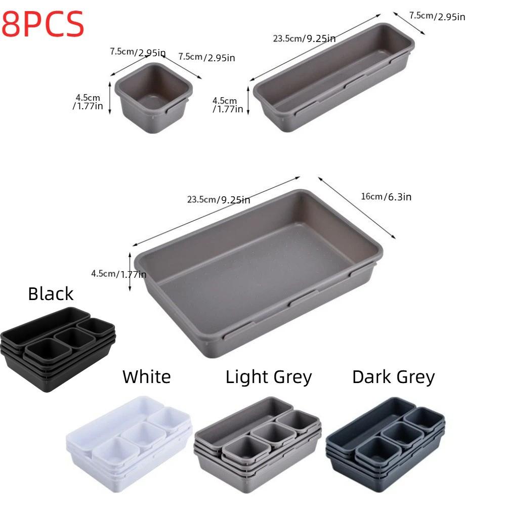 8PCS/SET Large Capacity Drawer Organizer Boxes Plastic Sundries Divider Holder Bathroom
