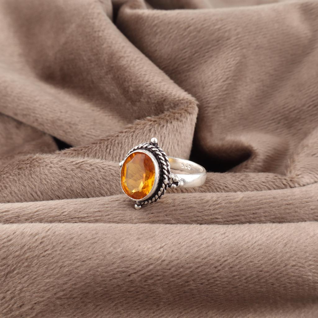 Citrine Ring Gemstone Jewelry, 925 Solid Sterling Silver Ring, Handmade Jewelry Birthstone Ring, Gift For Love