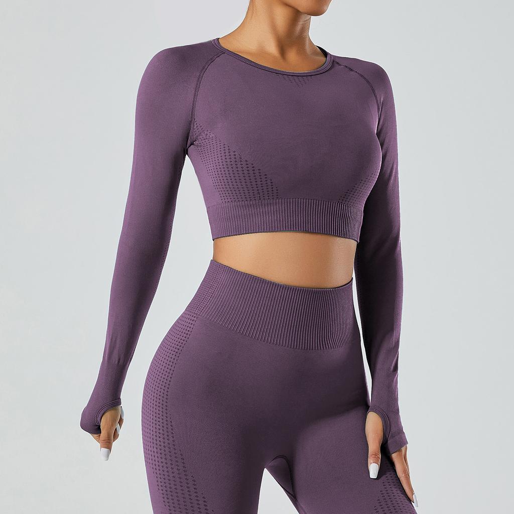 Seamless Running Sports Top, Breathable And Tight Fitting Fitness Jacket, Training Quick Drying, Wearing Long Sleeved Yoga Clothes For Women