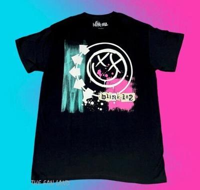 Nuova T-shirt da uomo vintage Blink 182 Faccina Sorridente 100% Cotone Magliette da uomo Top