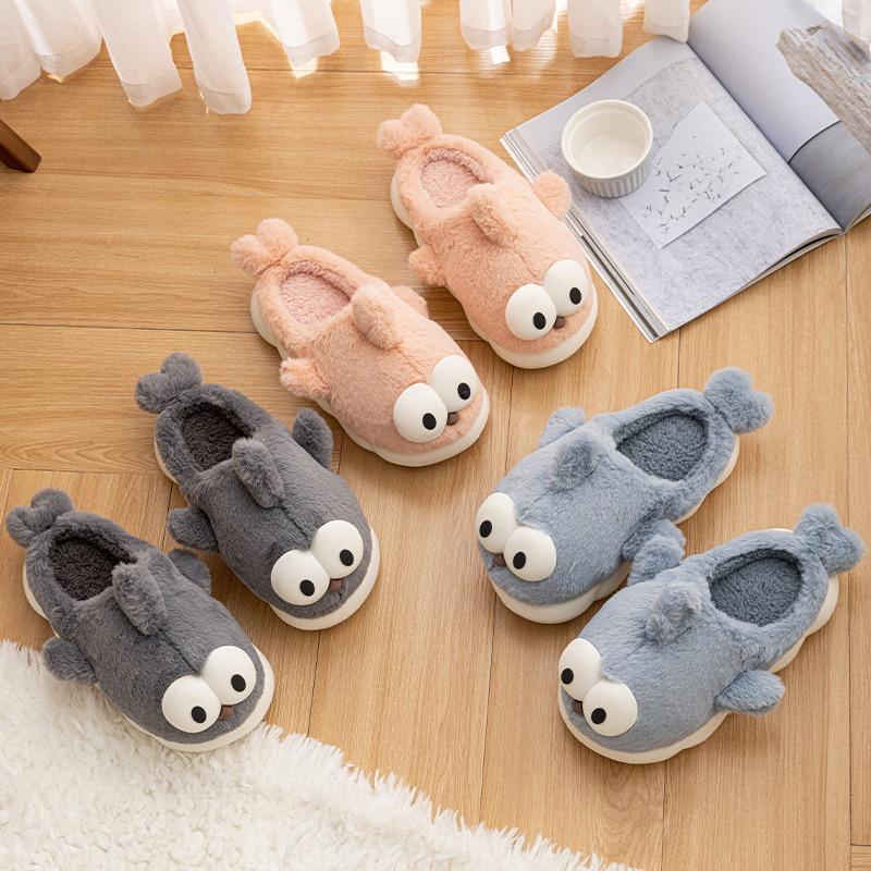 New cotton slippers women's winter high value warm cute thick bottom home bag and plush cotton slippers men's winter