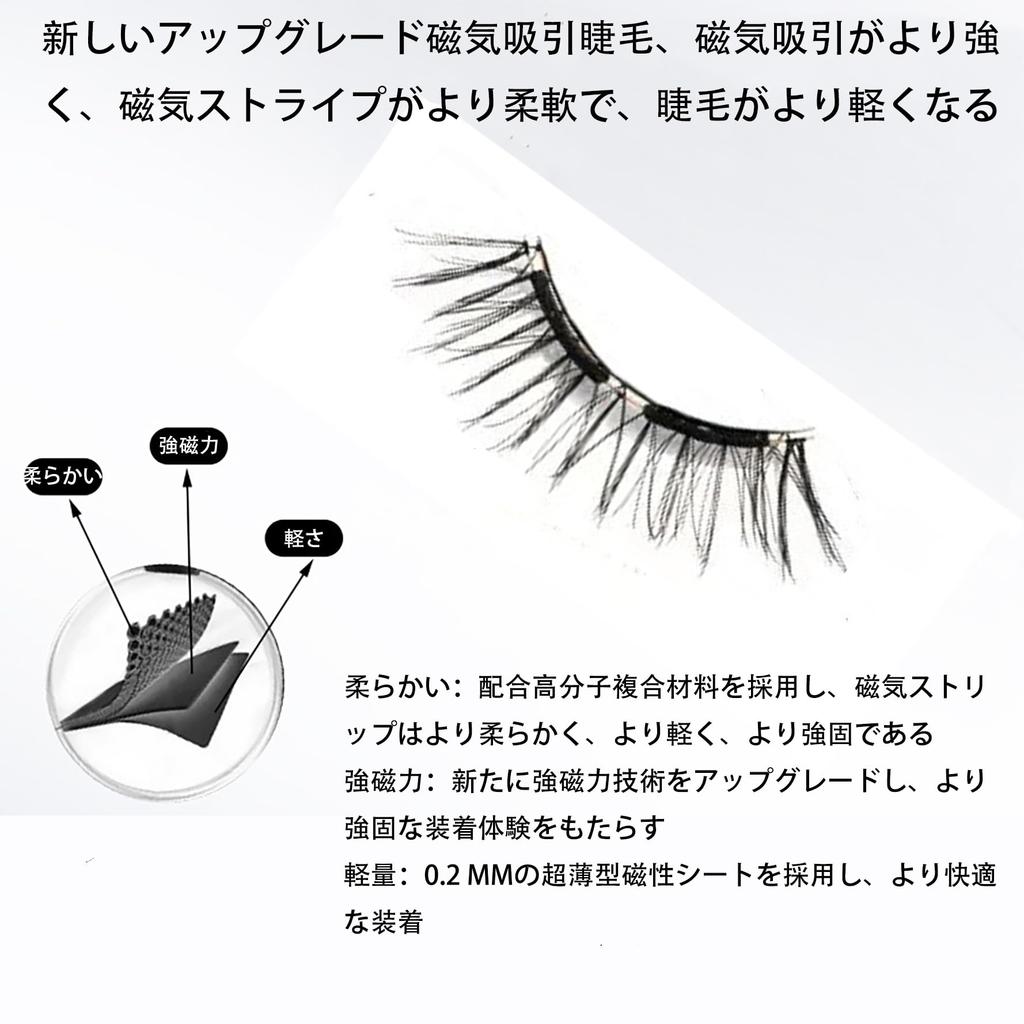 Magnetic false eyelashes, reusable, natural look, no adhesive needed, lightweight makeup.