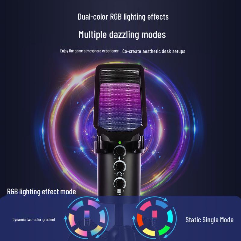 Cross-Border USB Capacitive Microphone: Perfect for Gaming, Mobile Recording, Live Broadcast, Karaoke, with One-Key Noise Reduction.