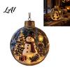 Indoor Christmas Decorations Lighted Ornament with Warm LED Lights Retro Metal Cap Decorative Party Hanging Decor Transparent Ball for Holiday