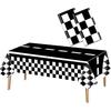 2 Pack Race Car Tablecloth 54 X 108 Inches Black and White Checkered Plastic Party Table Cover Rectangular Race Car Checkerboard Disposable