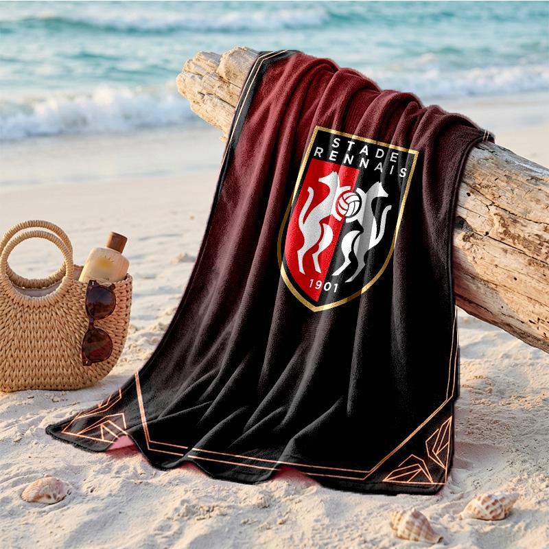 Stade Rennais FC Print Microfiber Beach Towel Quick Dry Absorbent Large Towel For Beach Swimming Travel