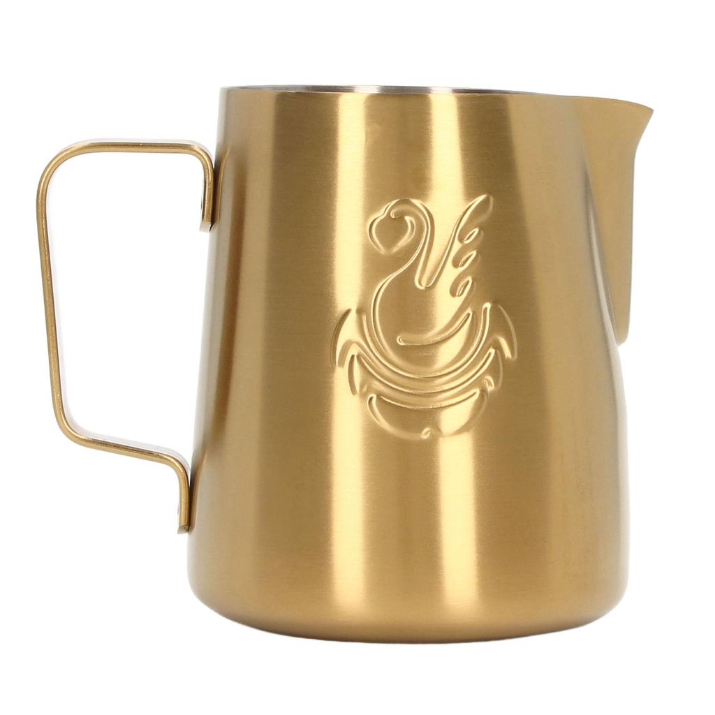 230ml Coffee Steaming Pitcher with Angled Handle Stainless Steel Olecranon Milk Frothing Cup for Latte White