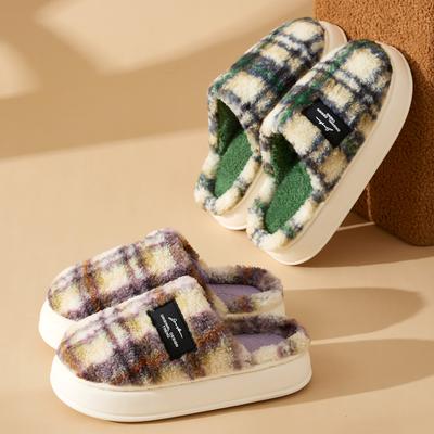 Winter Women Home Slippers Plush Warm Thick Bottom Slides Breathable Soft Non-slip Slippers Indoor Outdoor Men Casual Slippers