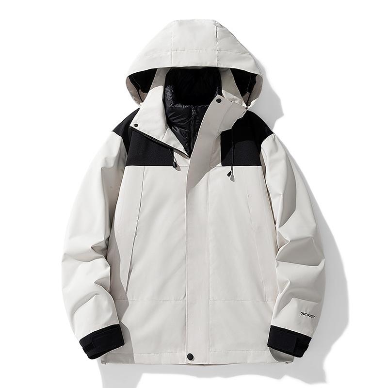 Men's winter new mountaineering couple men's and women's contrast hooded warm white duck down jacket versatile jacket