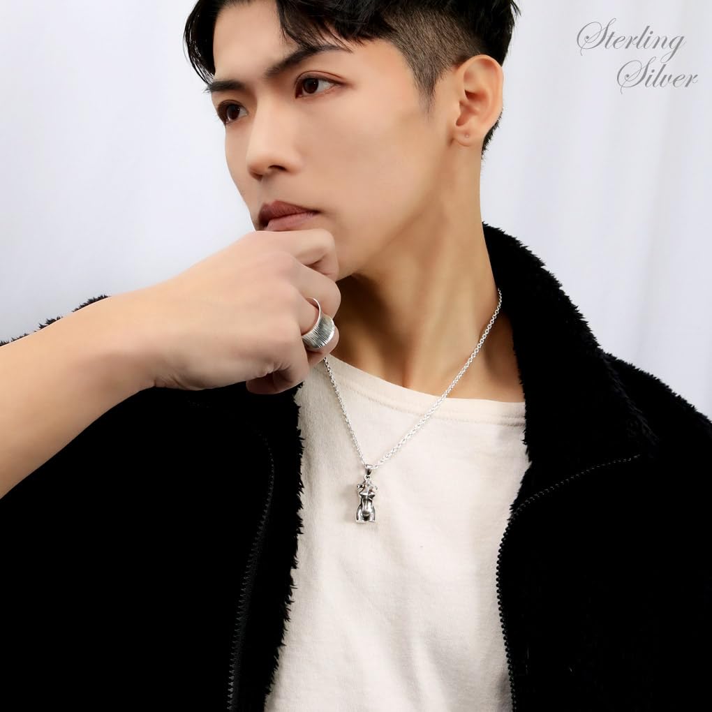 [Shinjuku Gin no Kura] 3D Nude Statue Silver 925 Pendant (No Chain) Charm Nude Beauty Goddess Torso Statue Men's Unique Necklace Motif