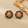 Animal Weaving Lion Head Earrings Three-dimensional Retro Vintage High-end Palace Fashion