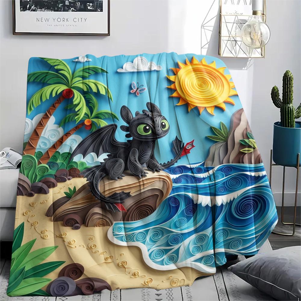 Toothless Night Fury Warm Print Cozy Comfortable Flannel Blanket for Sofa Chair Bed Bedroom Outdoor Picnic.-TING