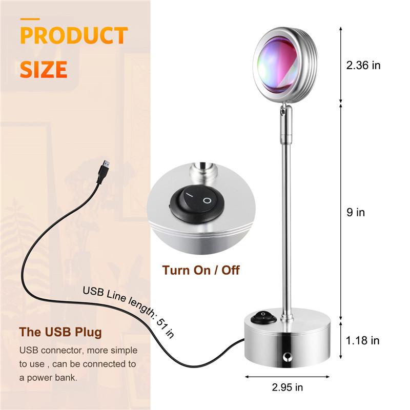 Rainbow Sunset Projection Lamp Led Atmosphere Night Lights Sun Projection Table Lamp for Home Bedroom Background Wall Decor 2025