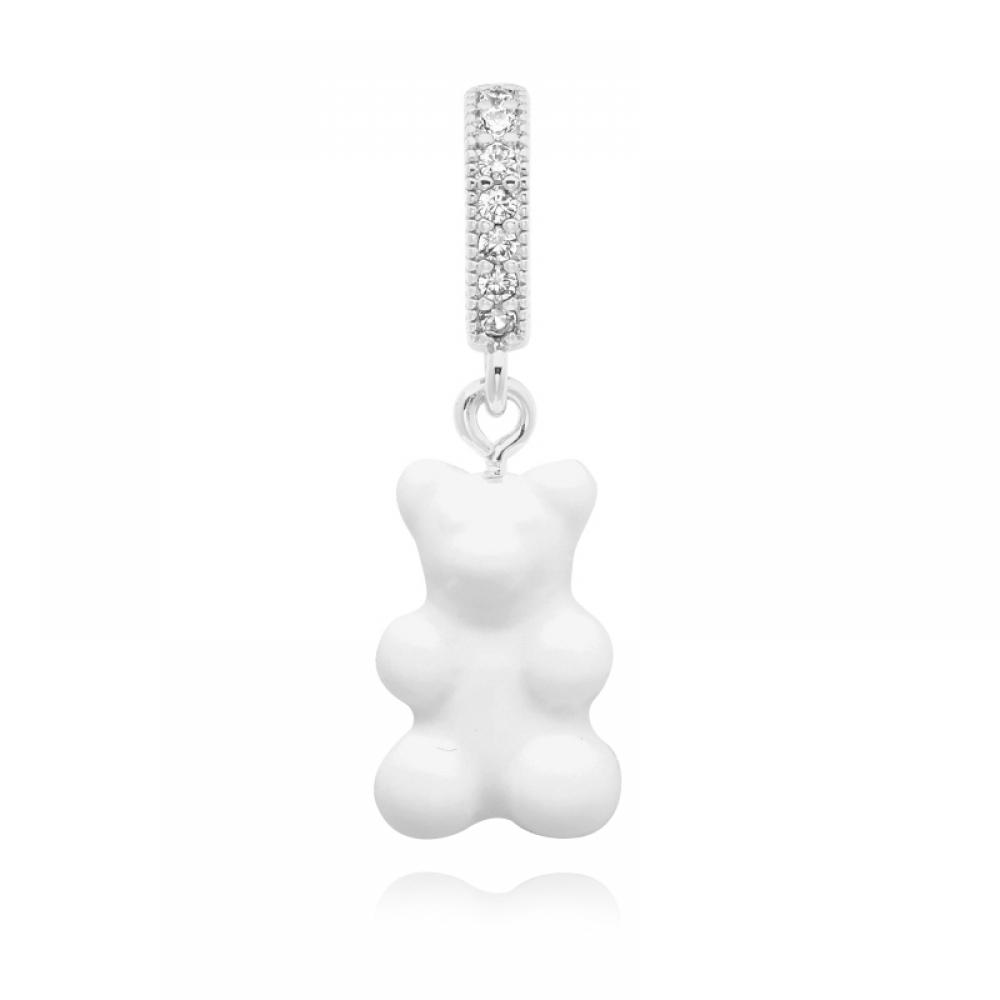         Nostalgia Bear Powder Pave Connector Silver                         