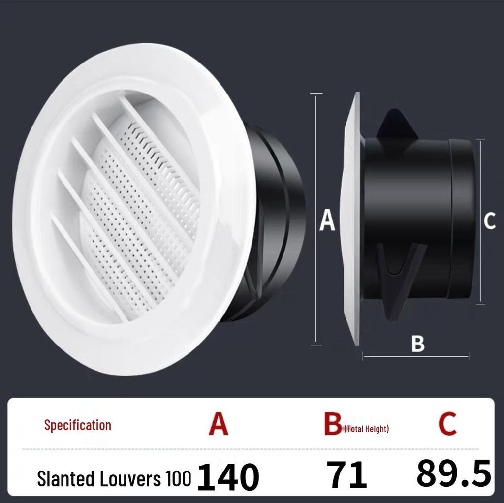ABS Round Air Ventilation Duct: Indoor Fresh Air, White Exhaust Air Intake