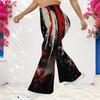 Women's Casual High Waist Flare Pants, Distressed Print Streetwear Bell Bottom Trousers