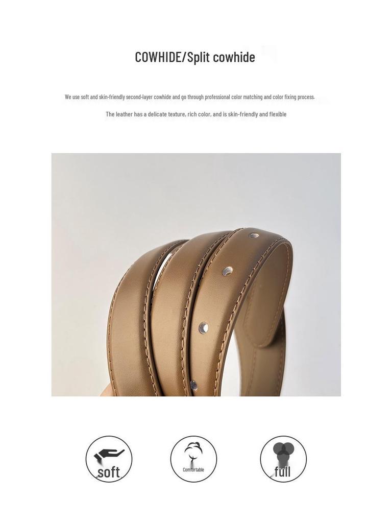 Women's Retro Casual Genuine Leather Belt: Versatile Cowhide Waist Belt