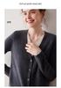 Two-Piece Color Block Women's Cashmere Cardigan: Korean V-Neck Knit Sweater, Stylish Long Sleeve Wool Coat.