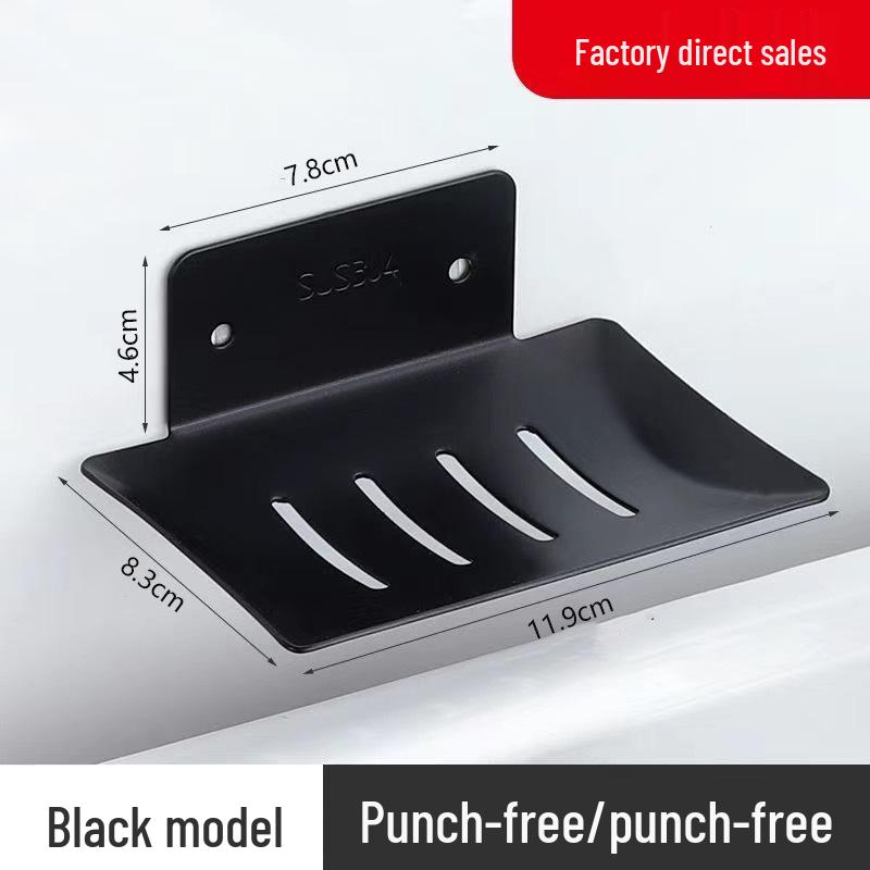 Stainless Steel No-Drill Wall-Mounted Soap Holder with Drip Tray