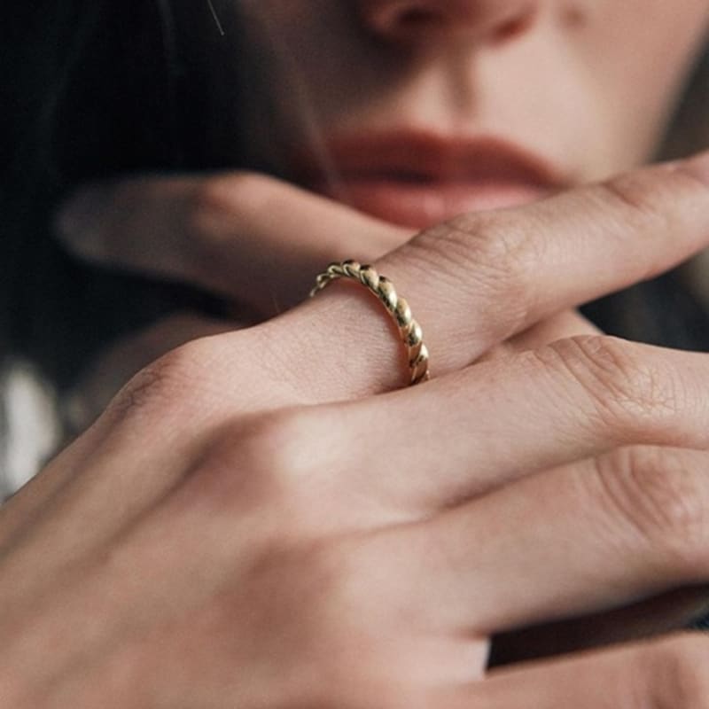 green [925 silver] Five.silver.213 / thick end ring (gold)