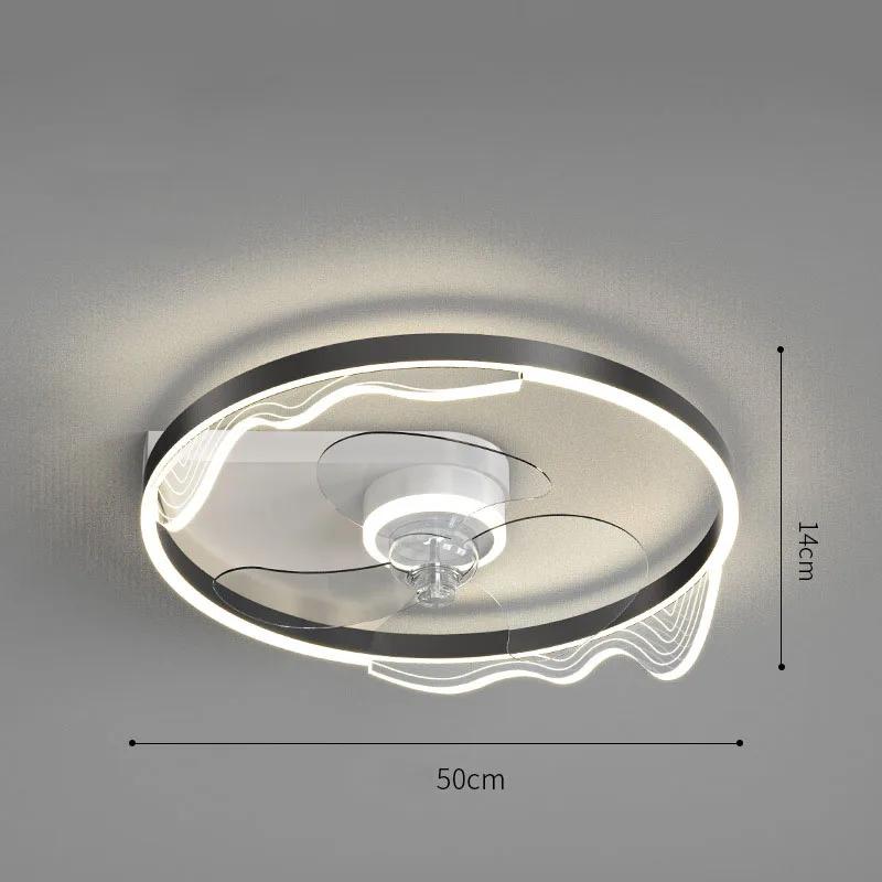 Nordic Bedroom Ceiling Fan Light Remote Control Invisible Blade Silent Ceiling Light Home Decoration Low Floor Fan with Light