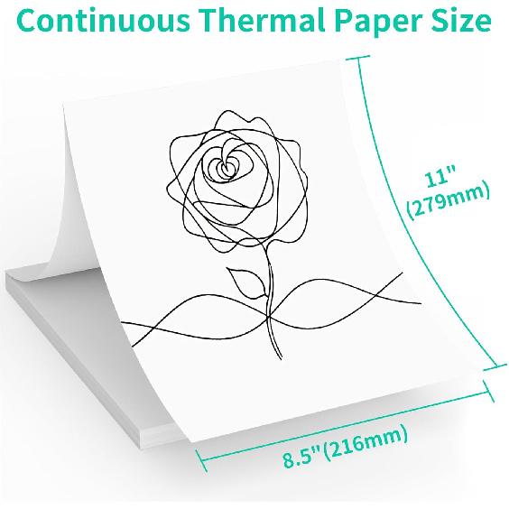 Thermal Printer Paper 8.5" x 11",US Letter Folding Printing Paper Compatible with A4 Portable Thermal Printer,Continuous Folded Printing Paper (100