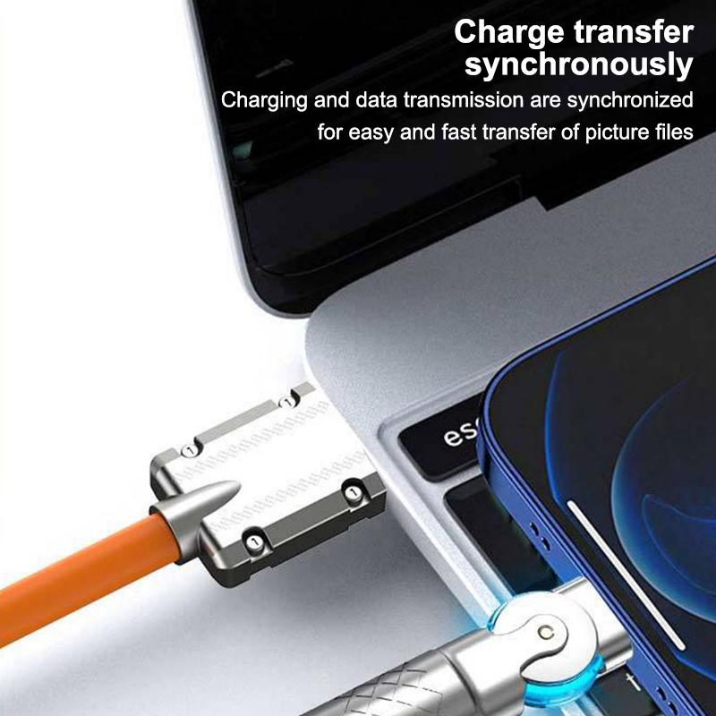 6A Type C USB Cable 120W Fast Charging 180 Degree Elbow for Phone 1m 1.5m 2m Poco Game Use