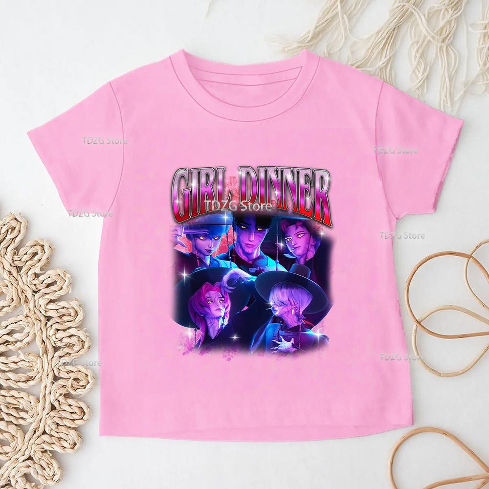 Summer KPop Devil Hunter Print Fashion Casual Children T-shirt Tee Top Movie O-neck Cartoon Saja Boys Girl Casual Kid Clothing