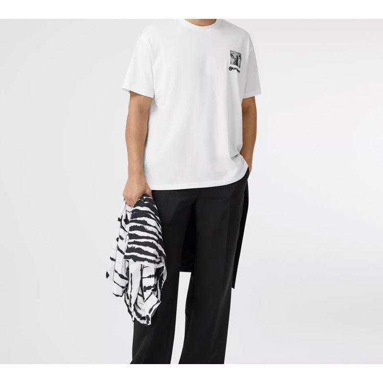 Burberry T Shirts Men's White Crew Neck Moderate Straight Fit 45637961