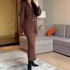 2025 Autumn Women's Knitted Sweater Cardigan and Midi Skirt Set - European & American Fashion