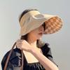 Chessboard Summer Double-sided Sun Hat Children's New Fashionable Foreign-style Big-brimmed Sun Protection Hat Empty Top Travel Trend
