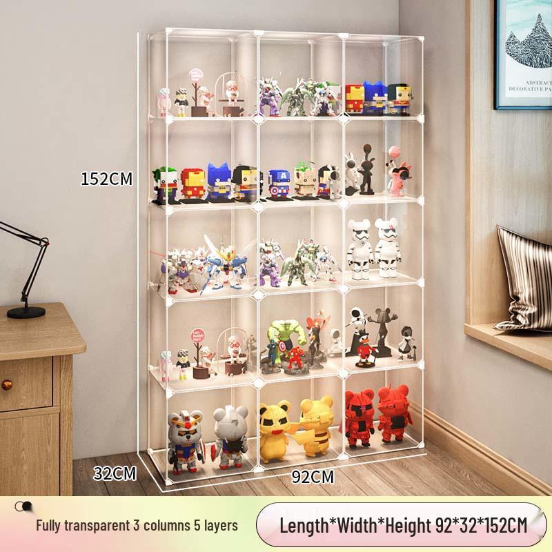 Transparent Toy Display Case: Dustproof Imitation Acrylic Rack for Model Storage and Home Use