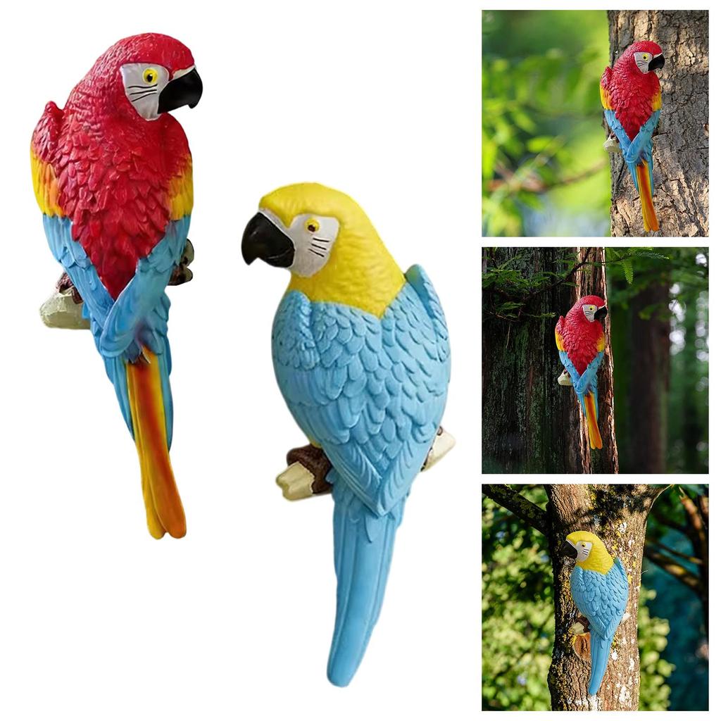 Vivid Parrot Figurine Realistic PVC Bird Statue Garden Decorative Ornament for Lawn Backyard Terrace