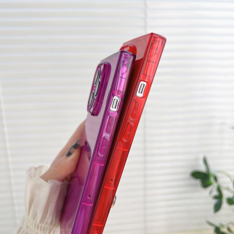 Neon Fluorescent Color Square Clear Phone Cases For iPhone 17 Pro Max Air 16 15 14 13 Fully Lens protected cover