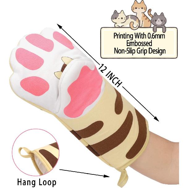 Funny Oven Mitts Kitchen Accessories Cooking Baking Heat Resistant Kawaii Cat Glove, Gifts for Cat Lover 1 Pair Claw